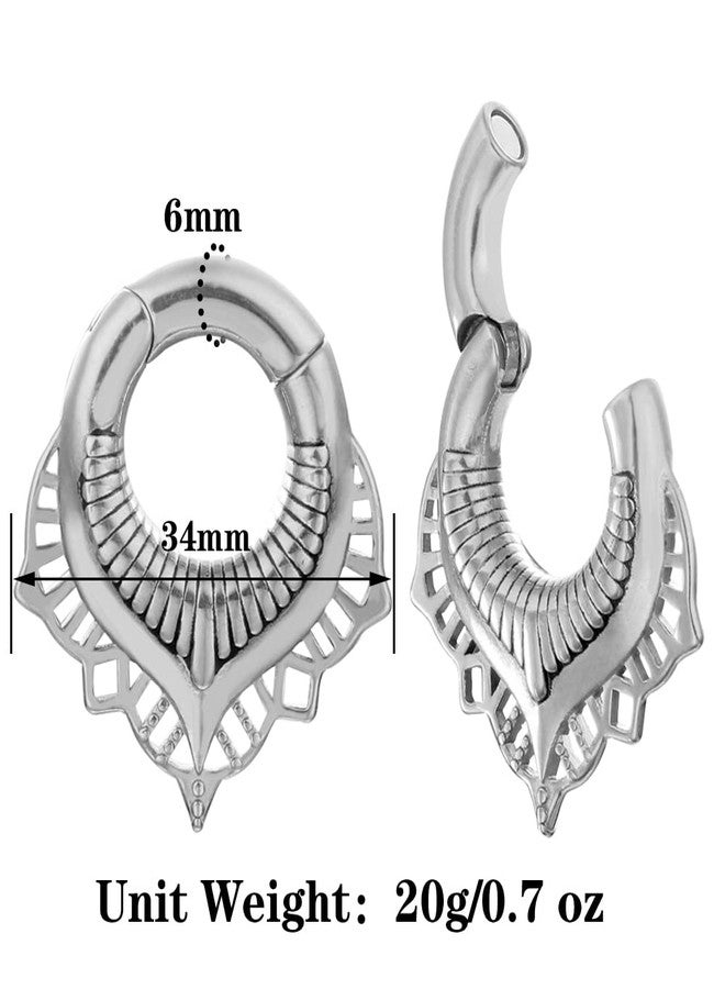 Earblity 6mm (2g) Silver Floral Ear Hangers Weights 2g for Stretching Ear Lobe 316 Stainless Steel Ear Gauges Dangle Piercing Tunnels Women Body Jewelry 2PCS - Image 4